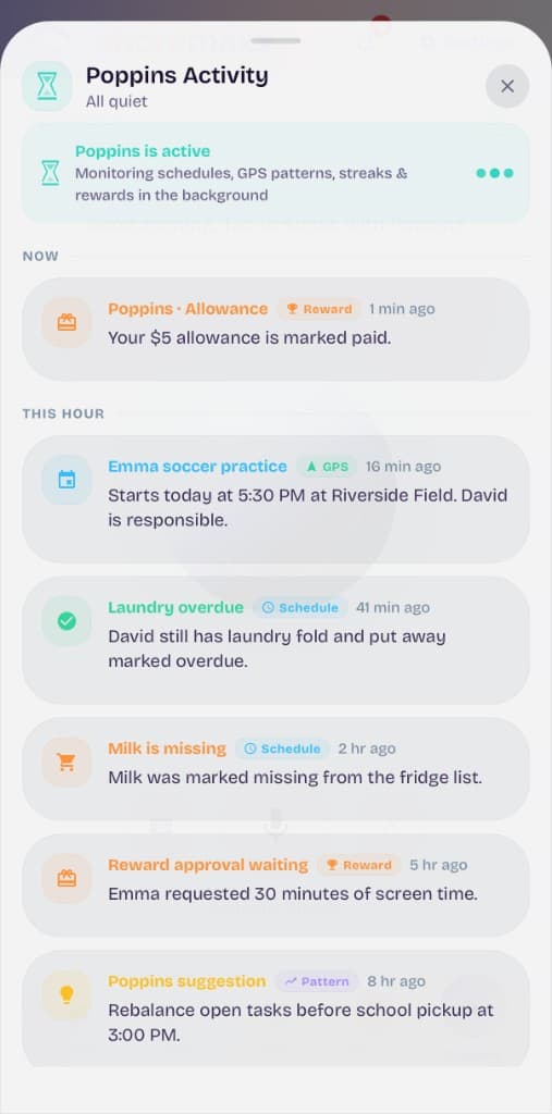 ChoreMaxx Poppins Activity feed